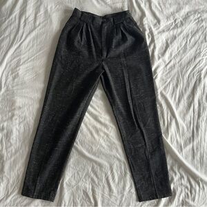 Vintage Grey High Waisted Pleated Tapered Trousers